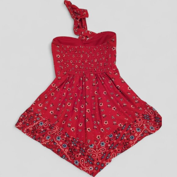 NOBO Juniors Size XS (1) Convertible Foam Cup Halter‎ Red Floral Bandana Trim - Picture 3 of 11
